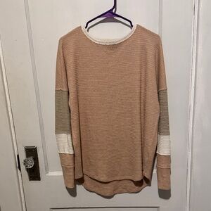 SO Women's Colorblock Sweater - Tan, Cream, Gray